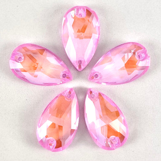 Opaque Light Rose Luminescent MI Glass Teardrop