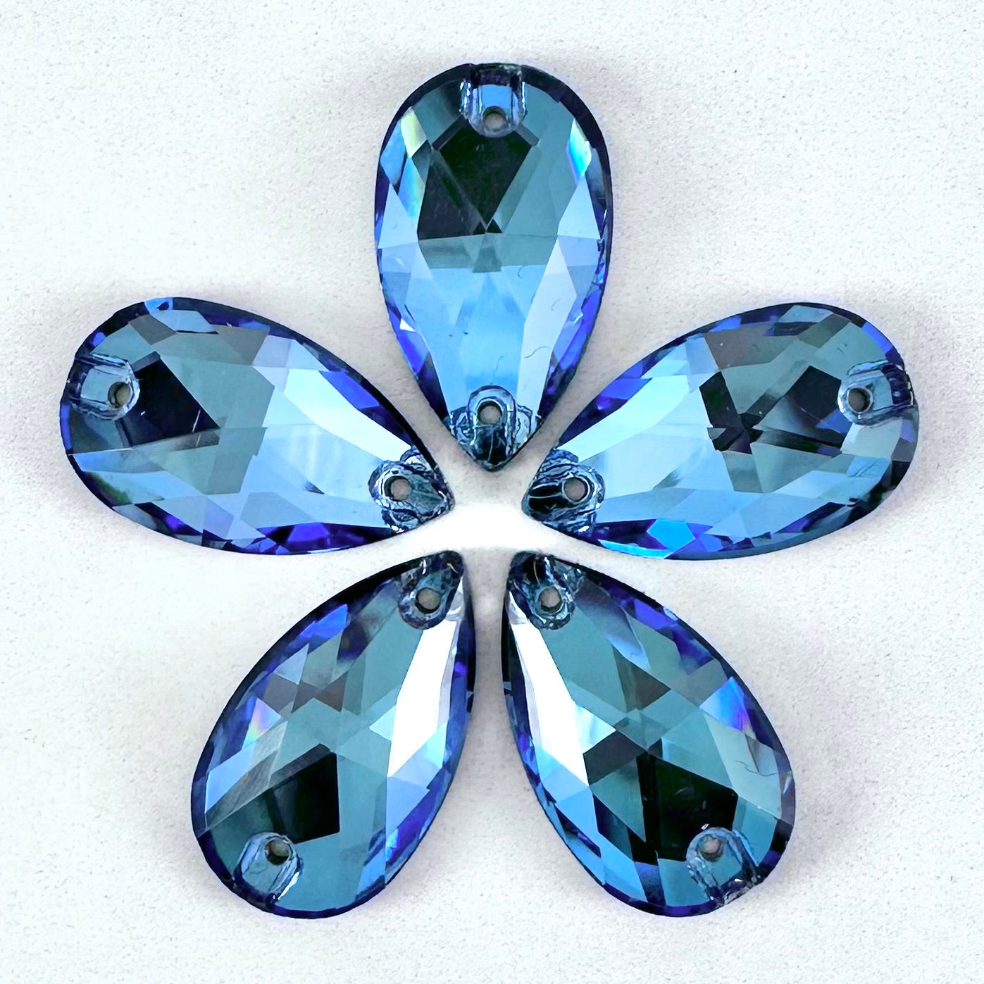 Opaque Light Sapphire Luminescent MI Glass Teardrop