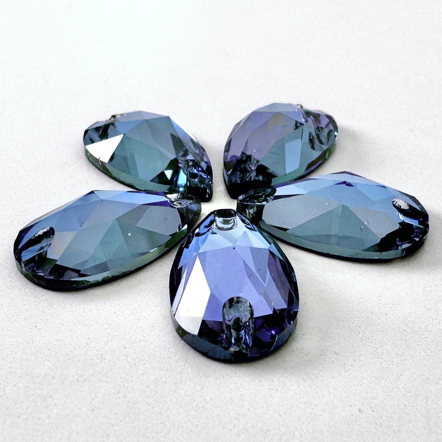 Opaque Light Sapphire Luminescent MI Glass Teardrop