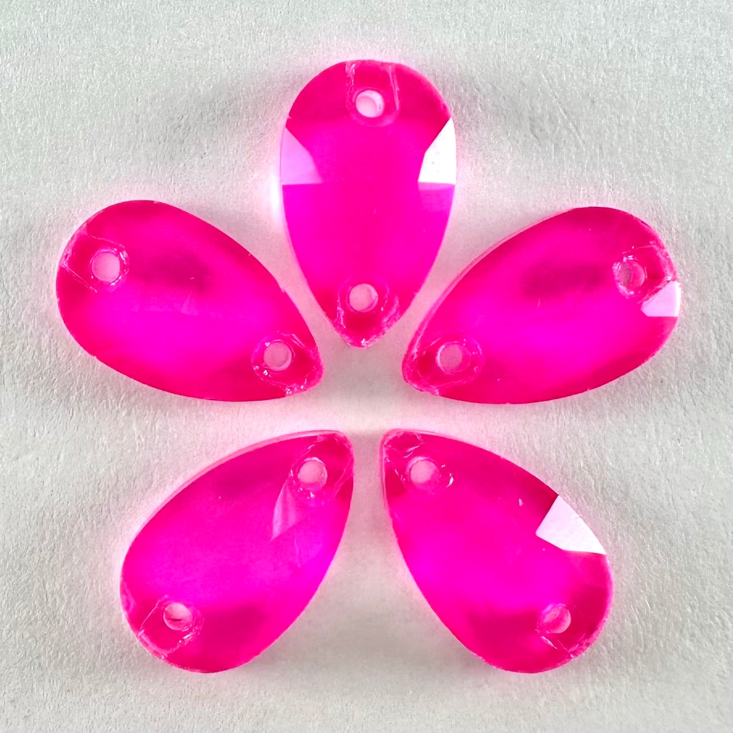 Neon Rose Glass Teardrop