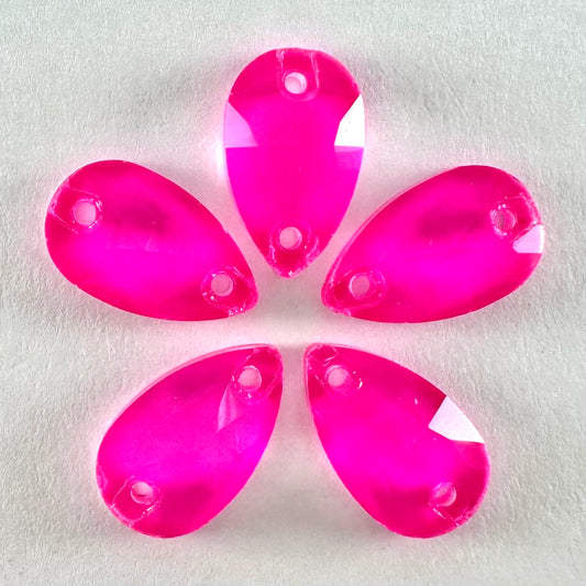 Neon Rose Glass Teardrop