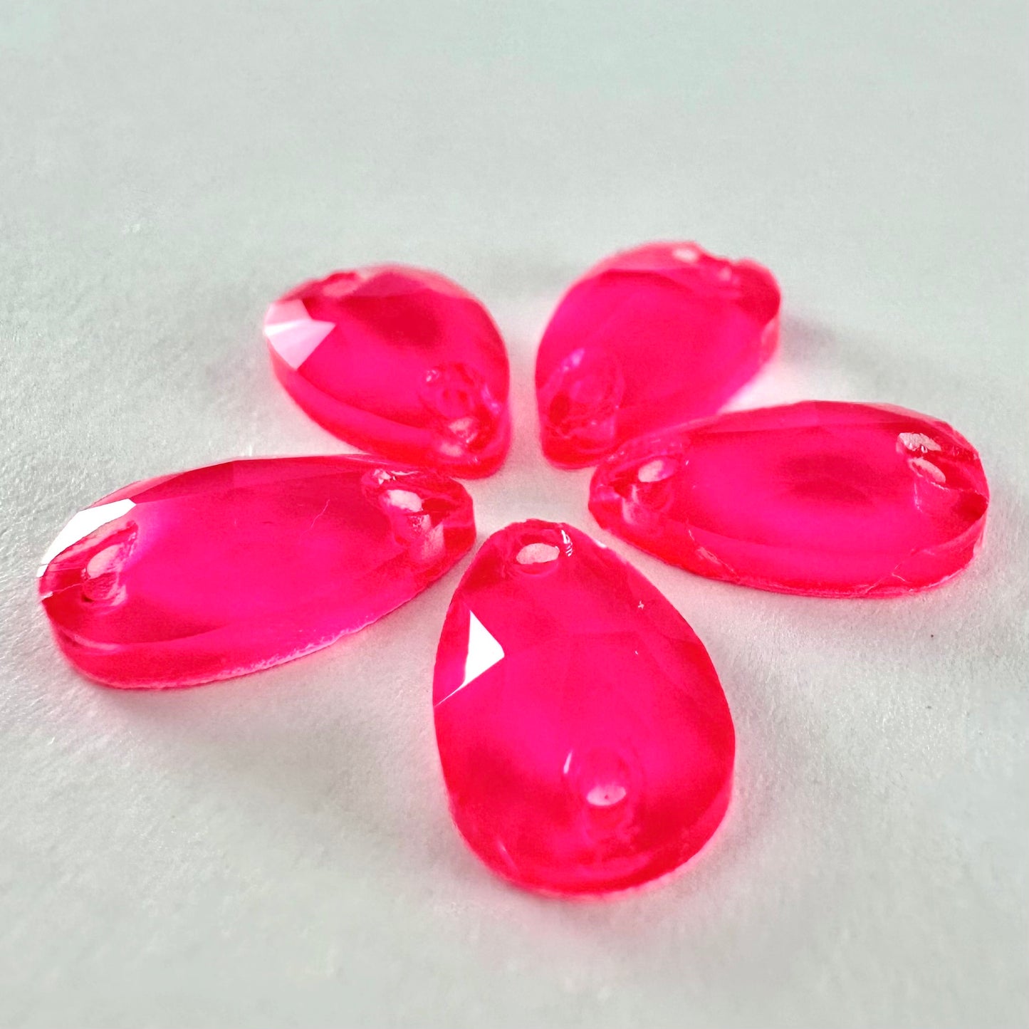 Neon Rose Glass Teardrop