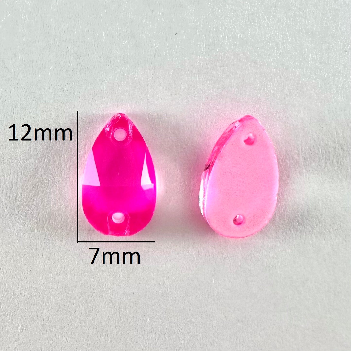 Neon Rose Glass Teardrop