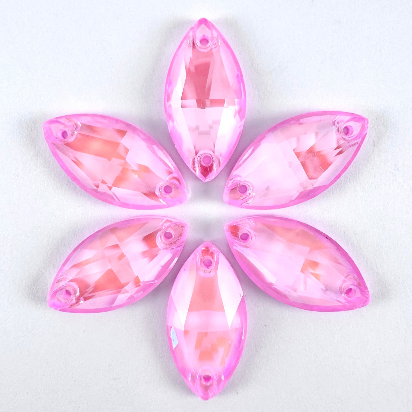 Opaque Light Rose Luminescent MI Glass Navette