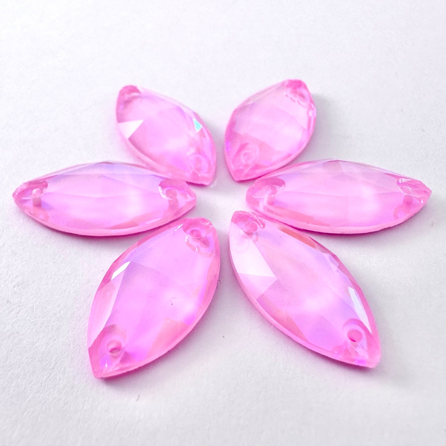 Opaque Light Rose MI Glass Navette