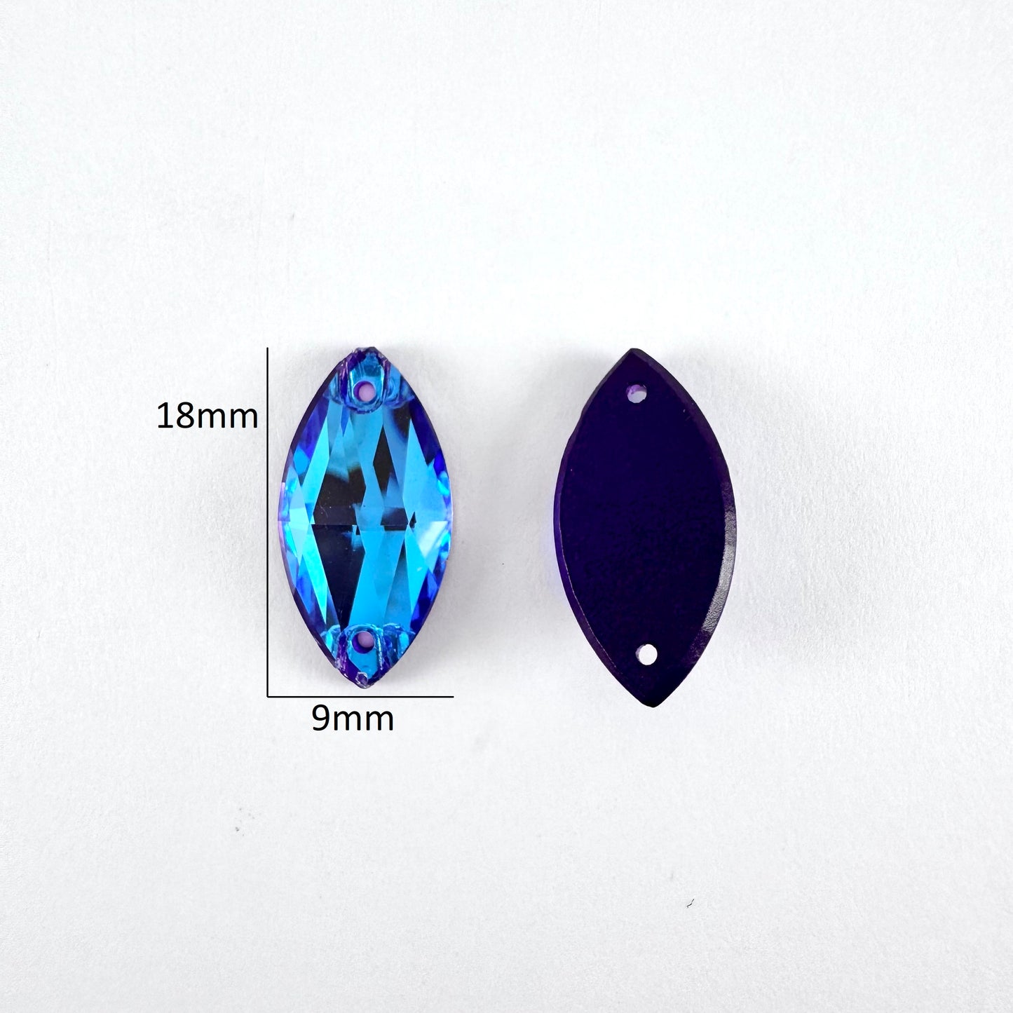 Opaque Tanzanite Luminescent MI Glass Navette