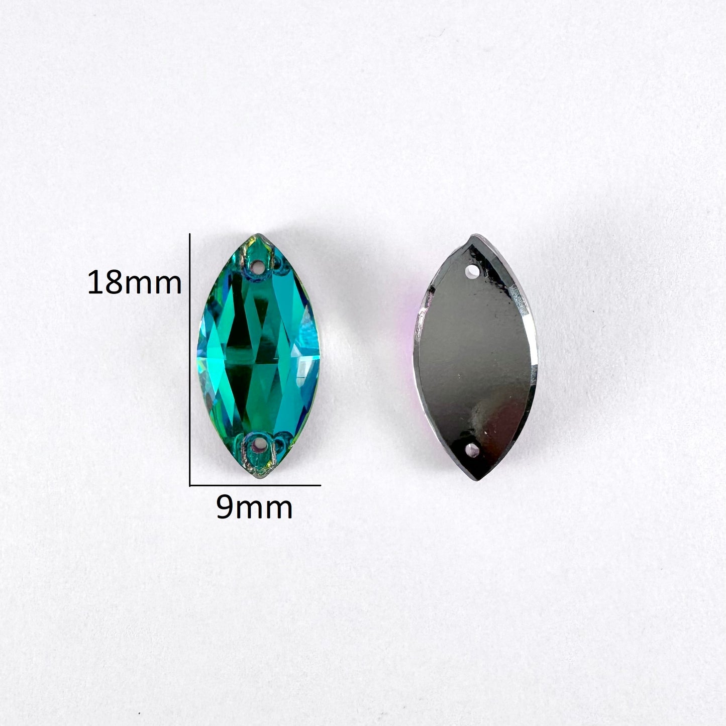 Emerald Heliotrope Glass Navette