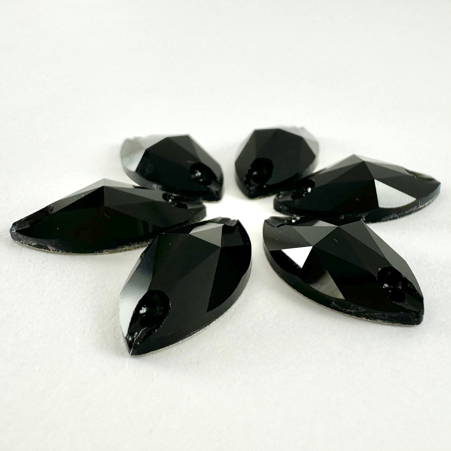 Jet Black Glass Navette