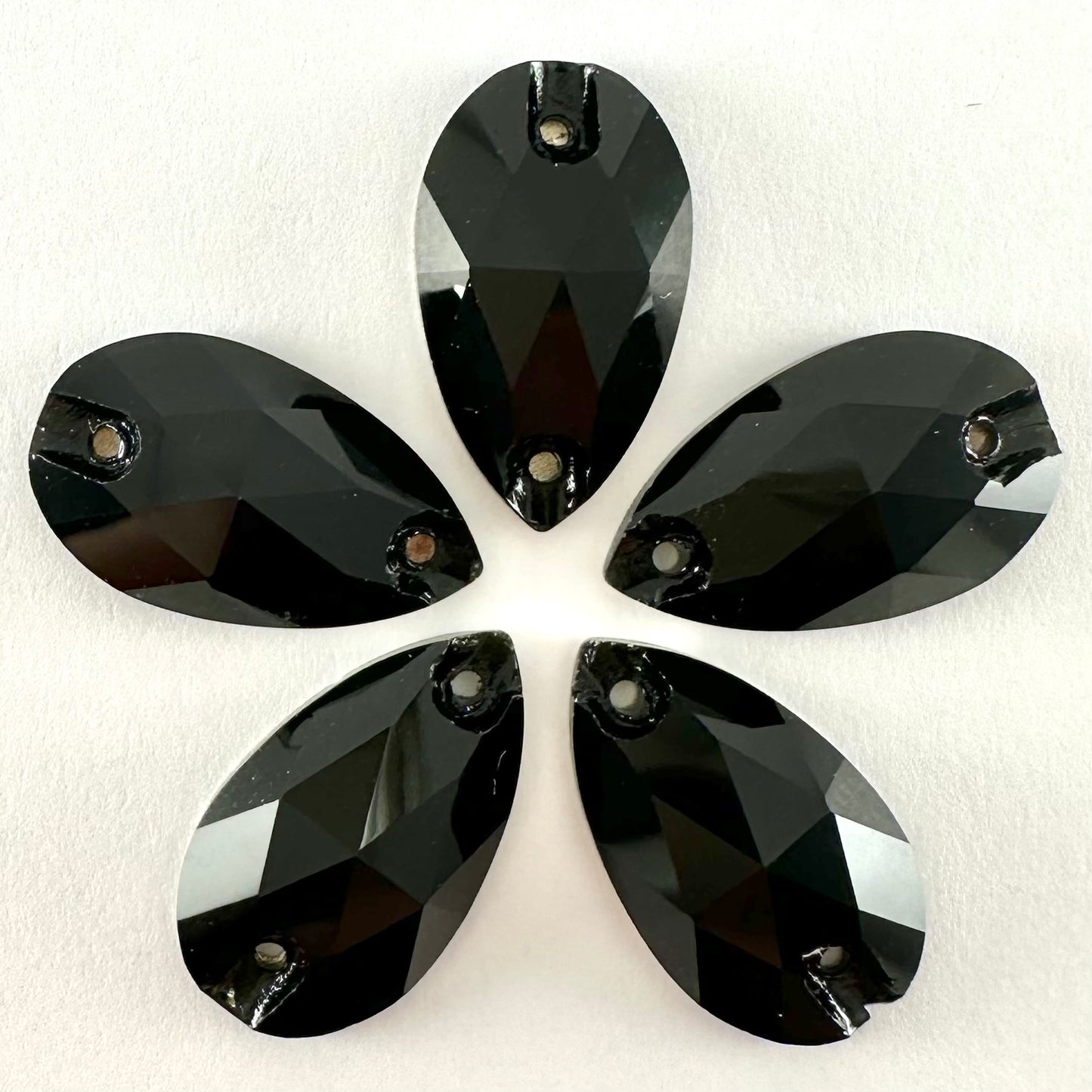 Jet Black Glass Teardrop