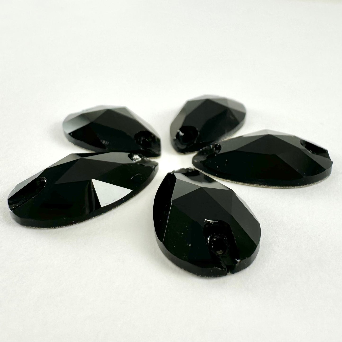 Jet Black Glass Teardrop
