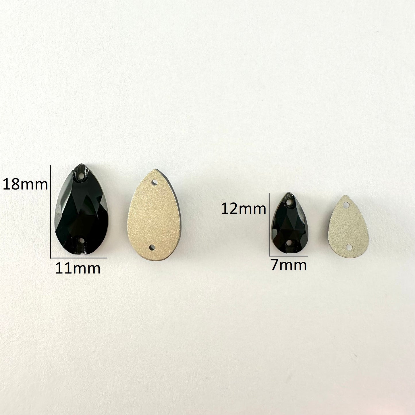Jet Black Glass Teardrop
