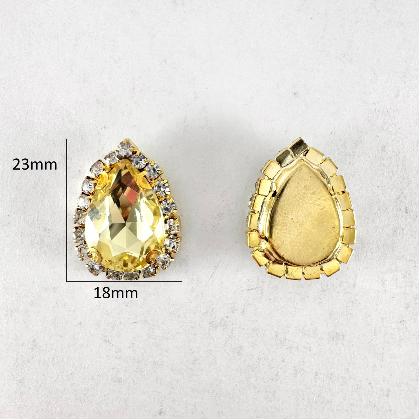 Buckle Edge Sunshine Glass Teardrop - Gold Setting