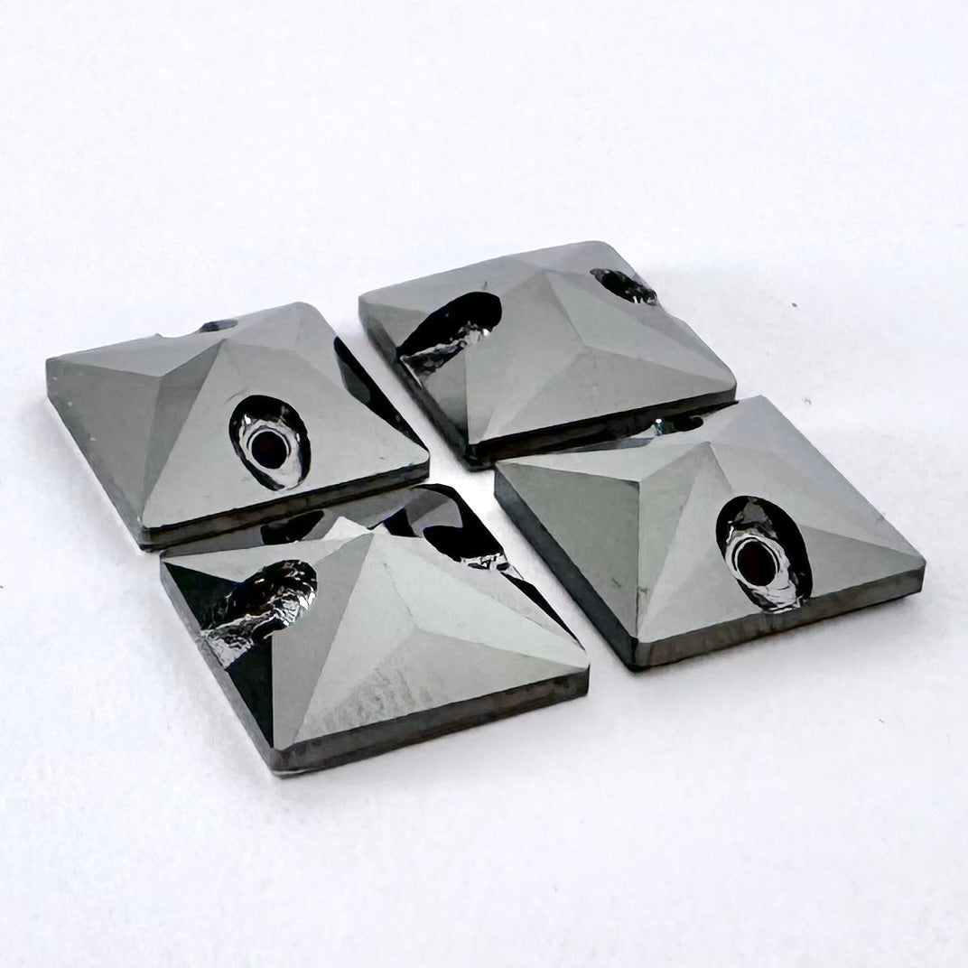 Jet Hematite Glass Square