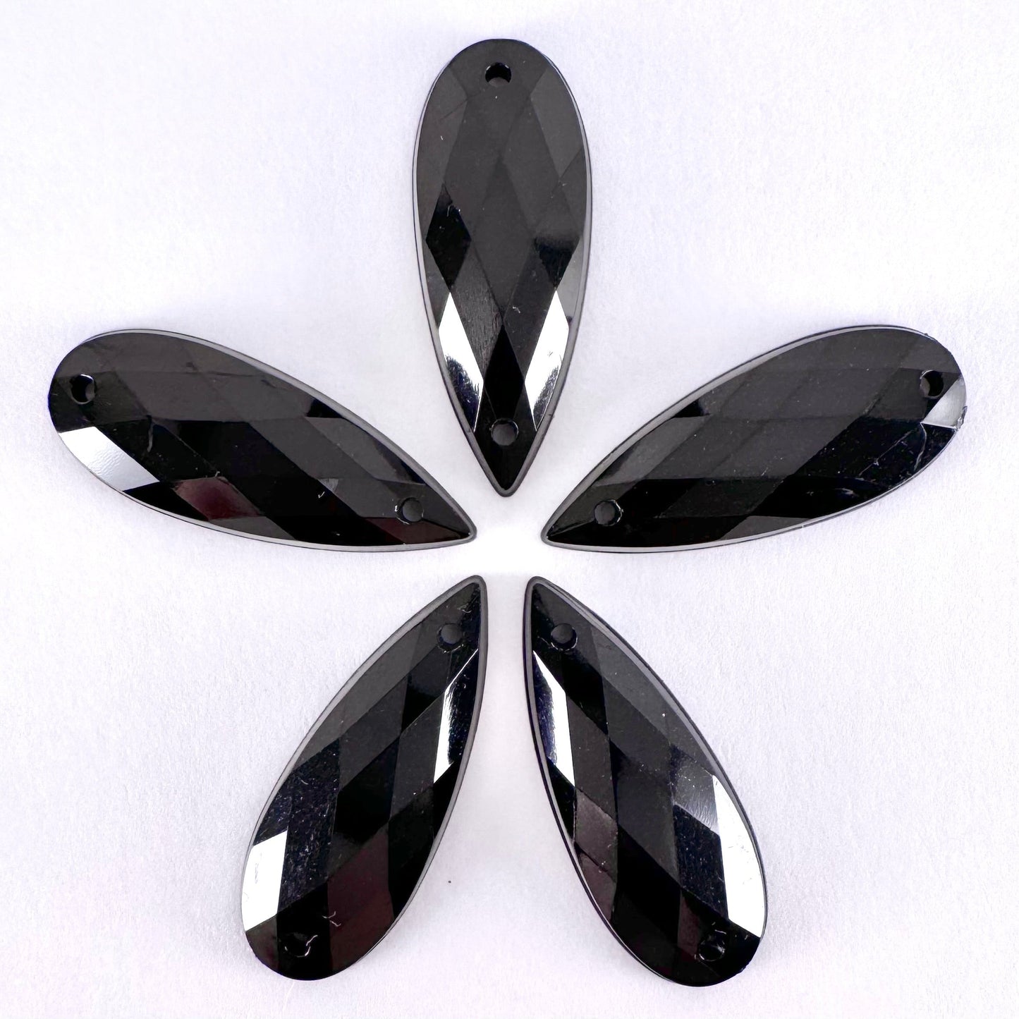 Jet Black Acrylic Narrow Teardrop