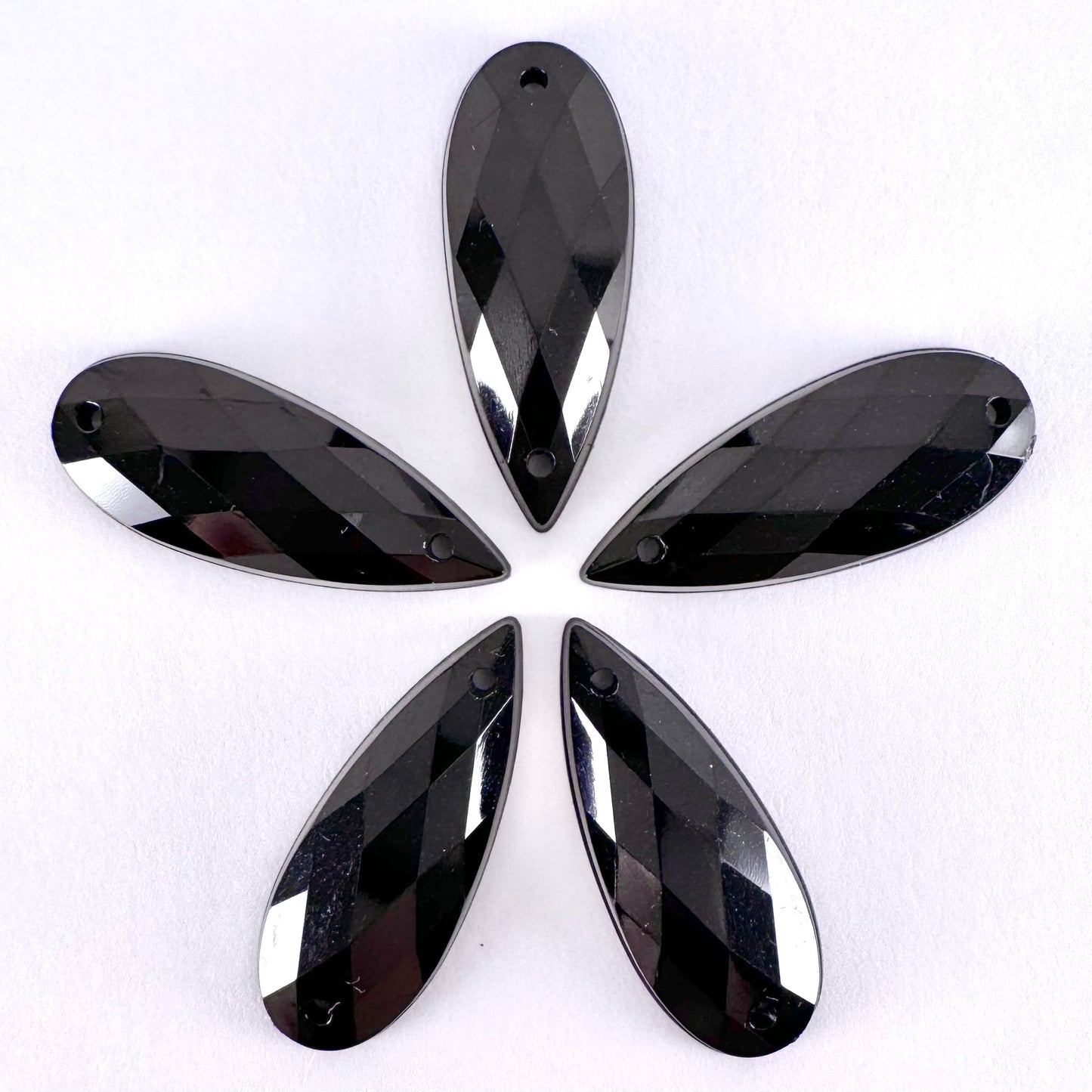 Jet Black Acrylic Narrow Teardrop
