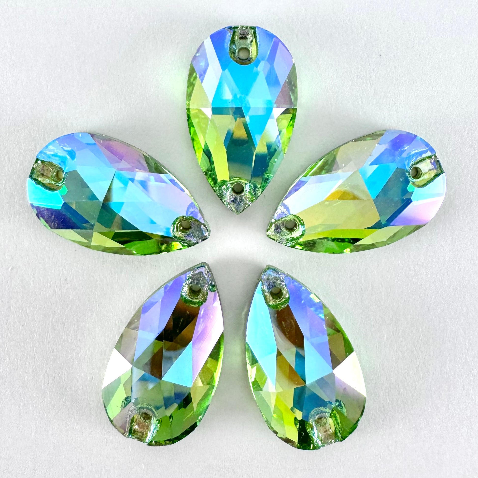 Peridot AB Glass Teardrop