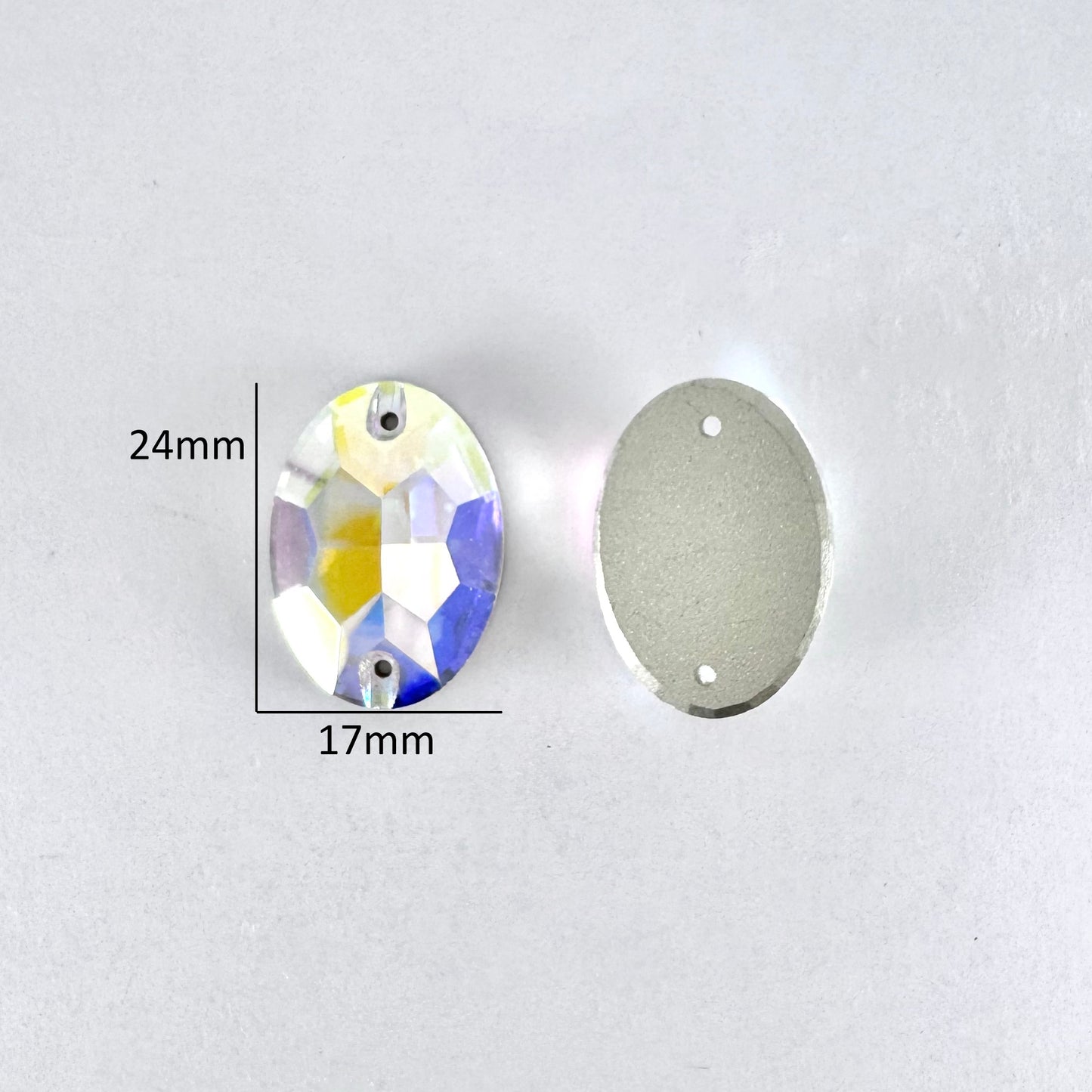 Crystal AB Glass Oval