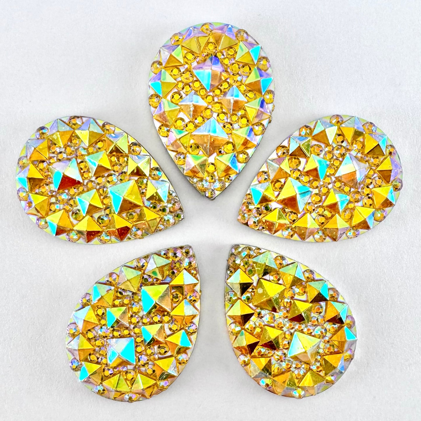 Yellow AB Acrylic Textured Teardrop