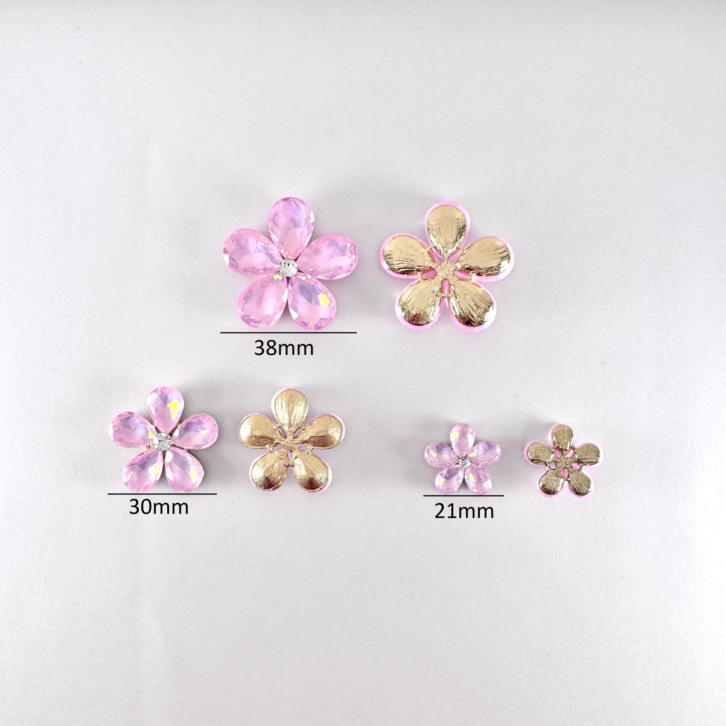 Light Rose AB Glass Teardrop Flower