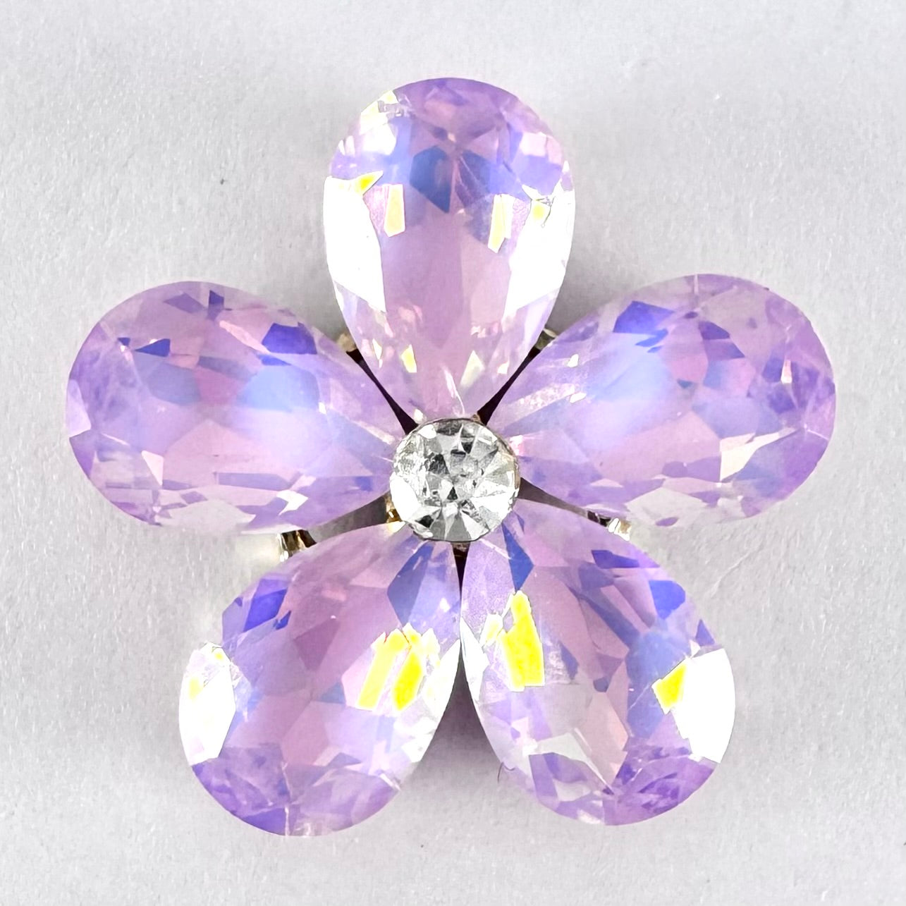 Lavender AB Glass Teardrop Flower