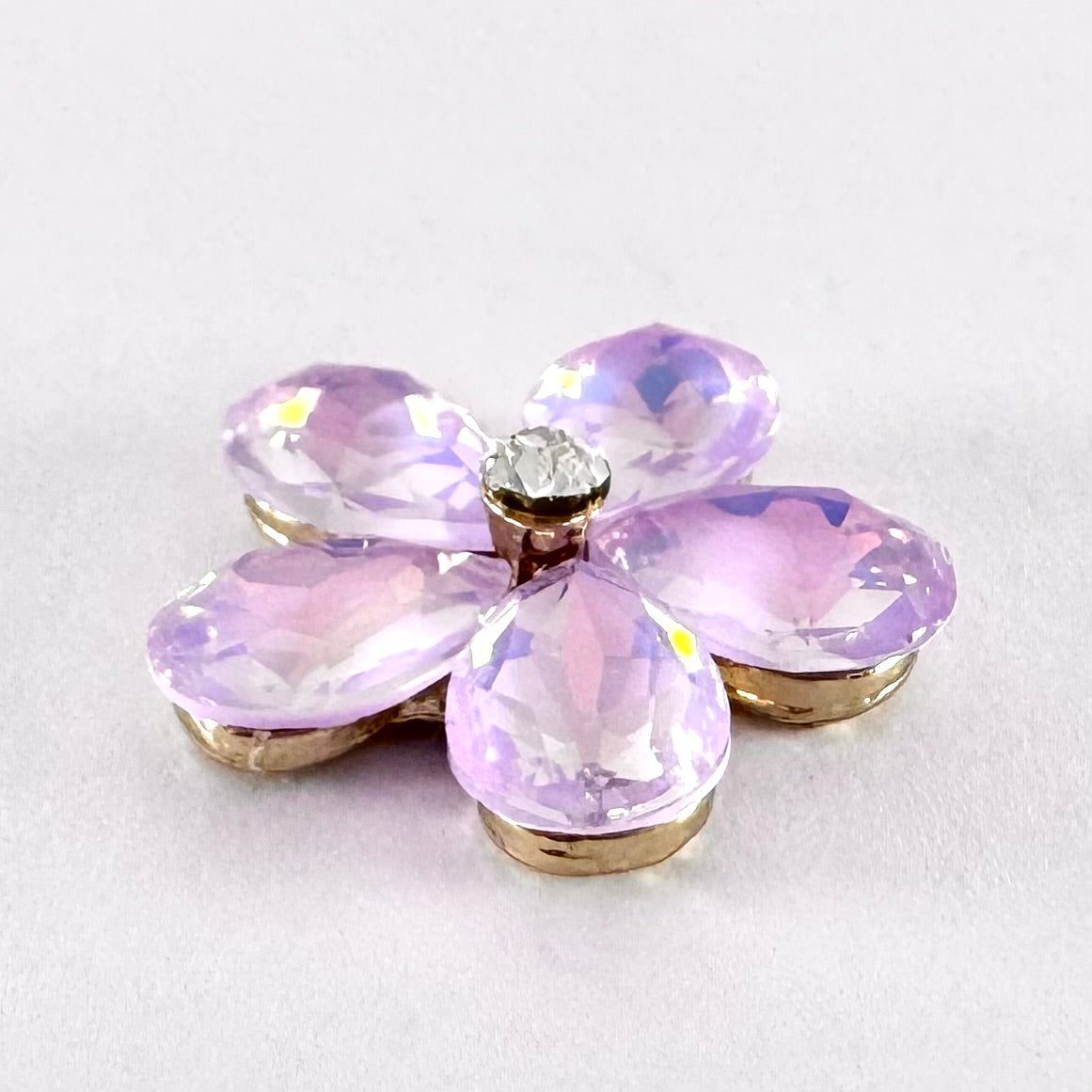 Lavender AB Glass Teardrop Flower