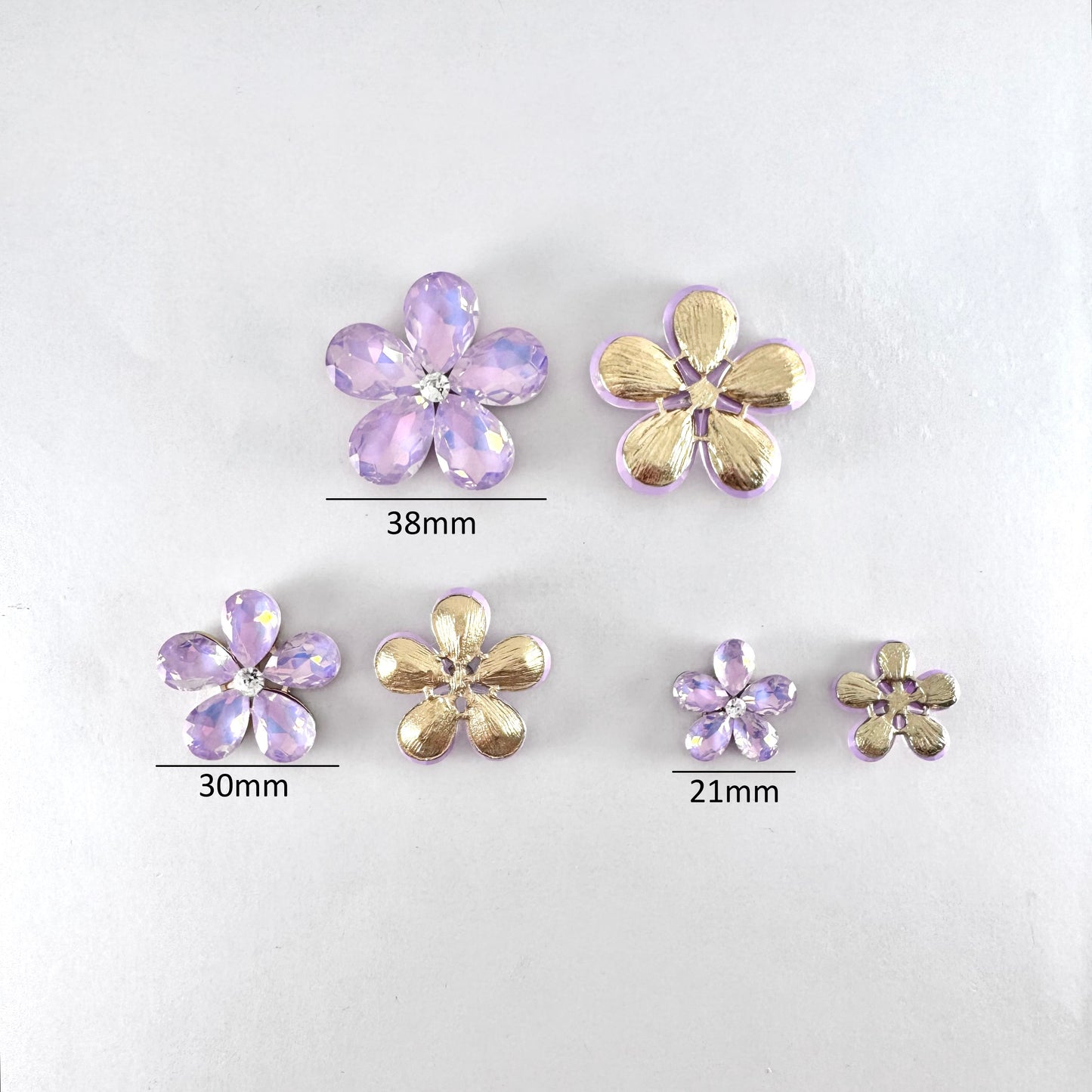 Lavender AB Glass Teardrop Flower