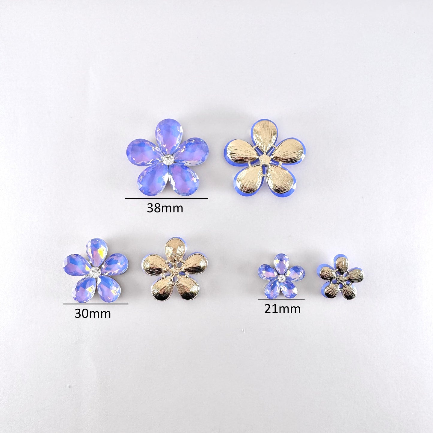 Light Sapphire AB Glass Teardrop Flower