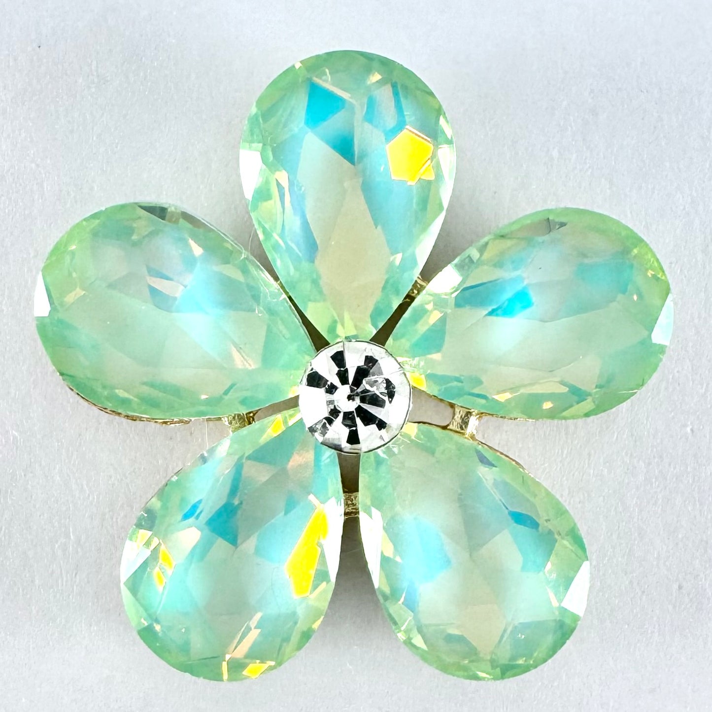 Peridot AB Glass Teardrop Flower
