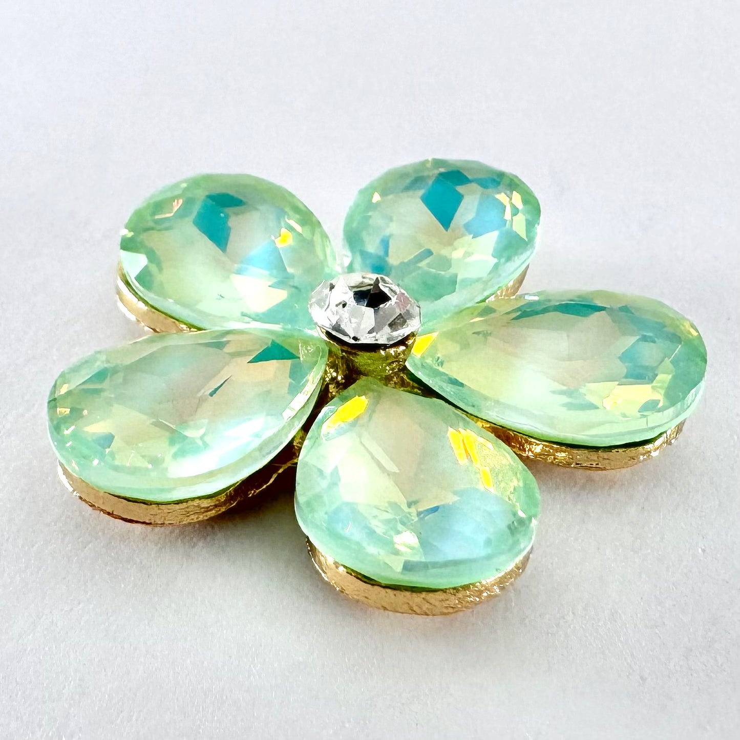 Peridot AB Glass Teardrop Flower