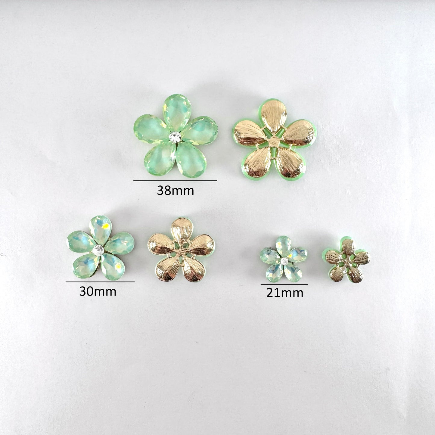 Peridot AB Glass Teardrop Flower