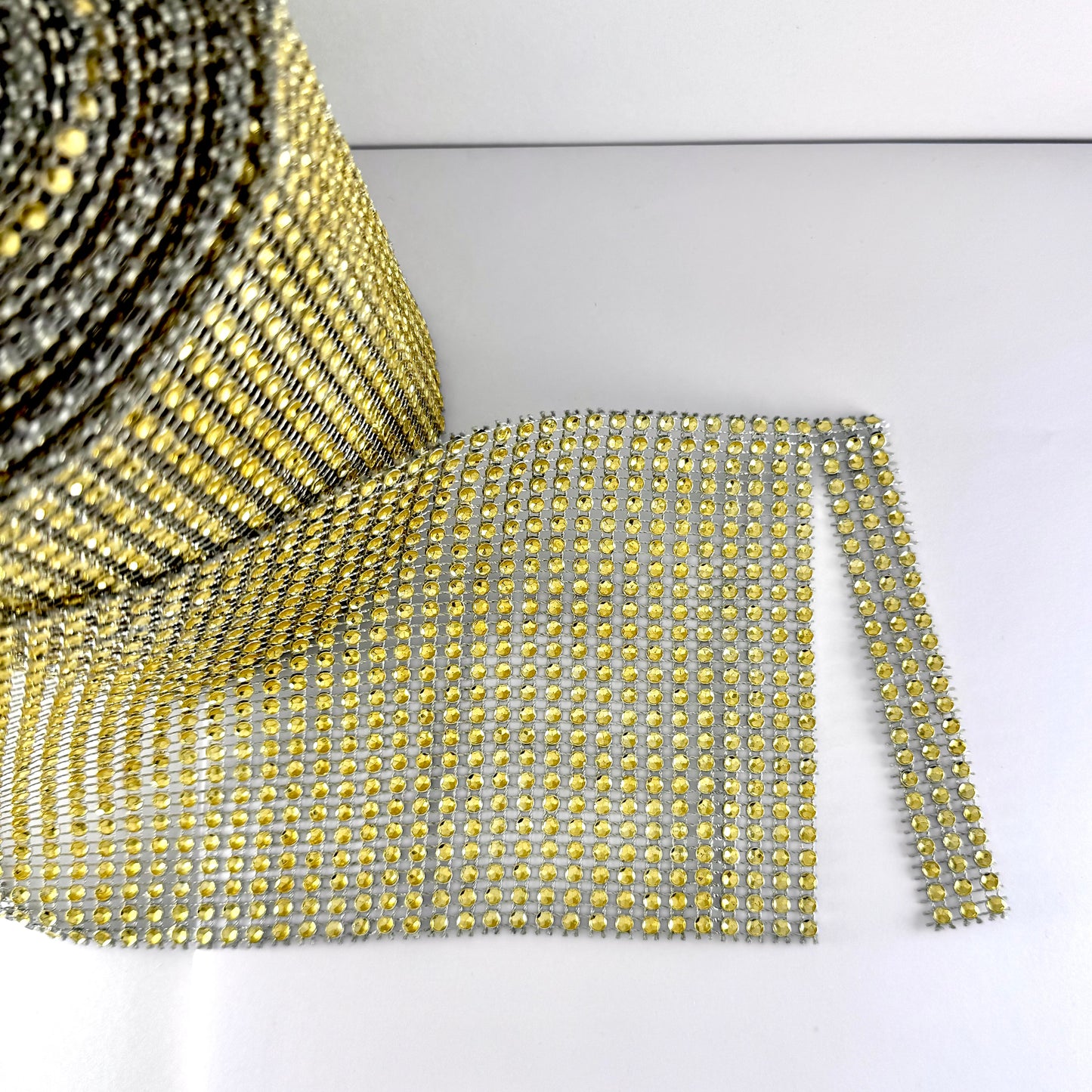 Gold Rhinestone Mesh - 30cm