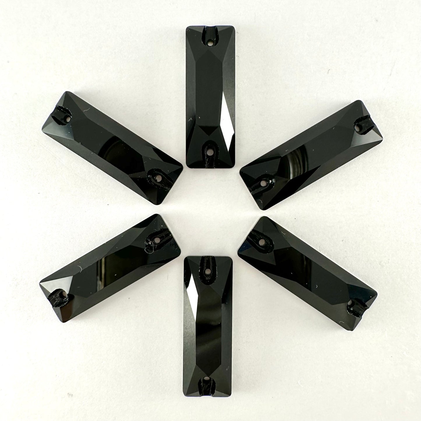 Jet Black Glass Baguette