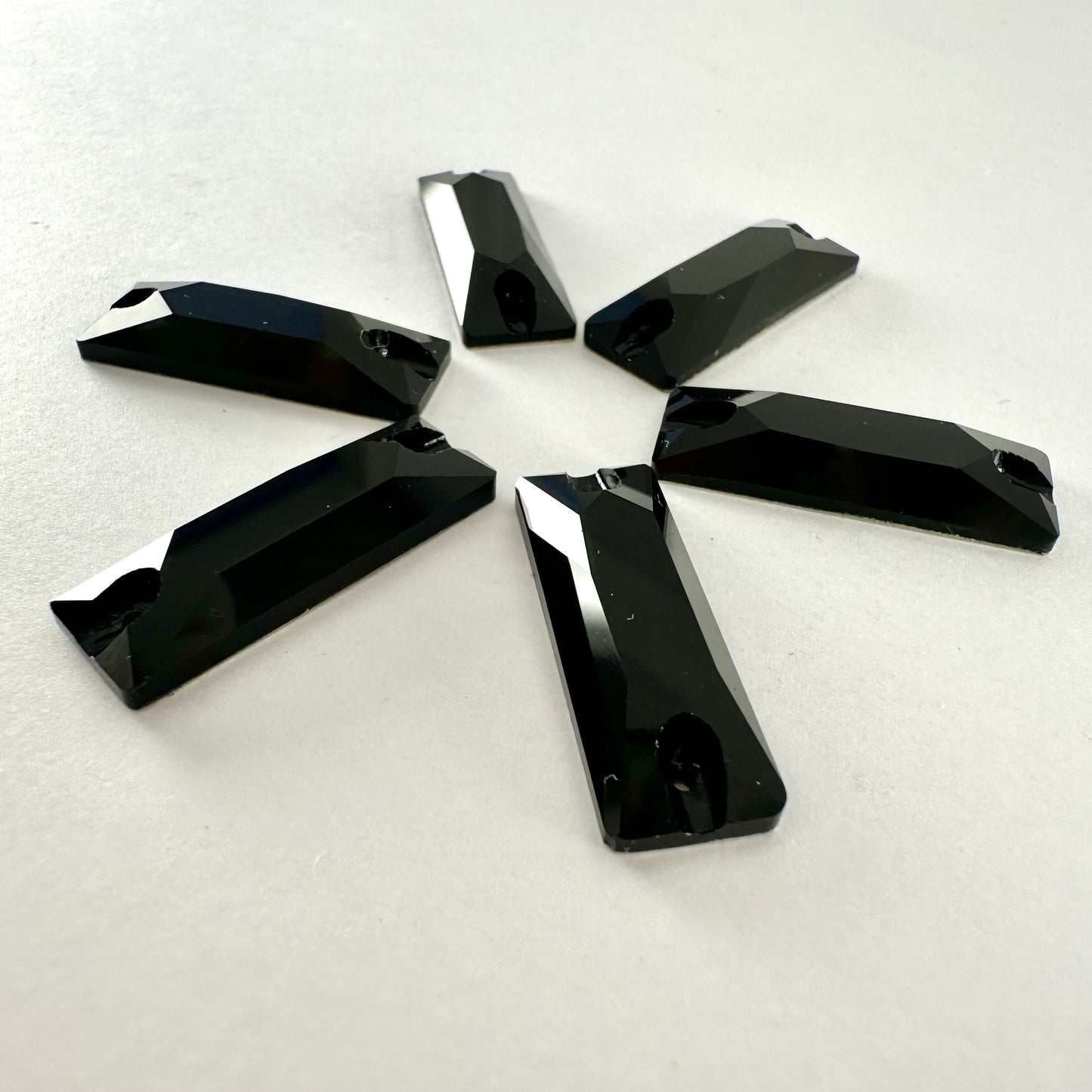 Jet Black Glass Baguette