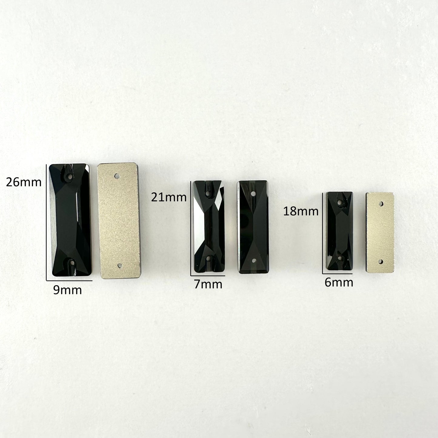 Jet Black Glass Baguette