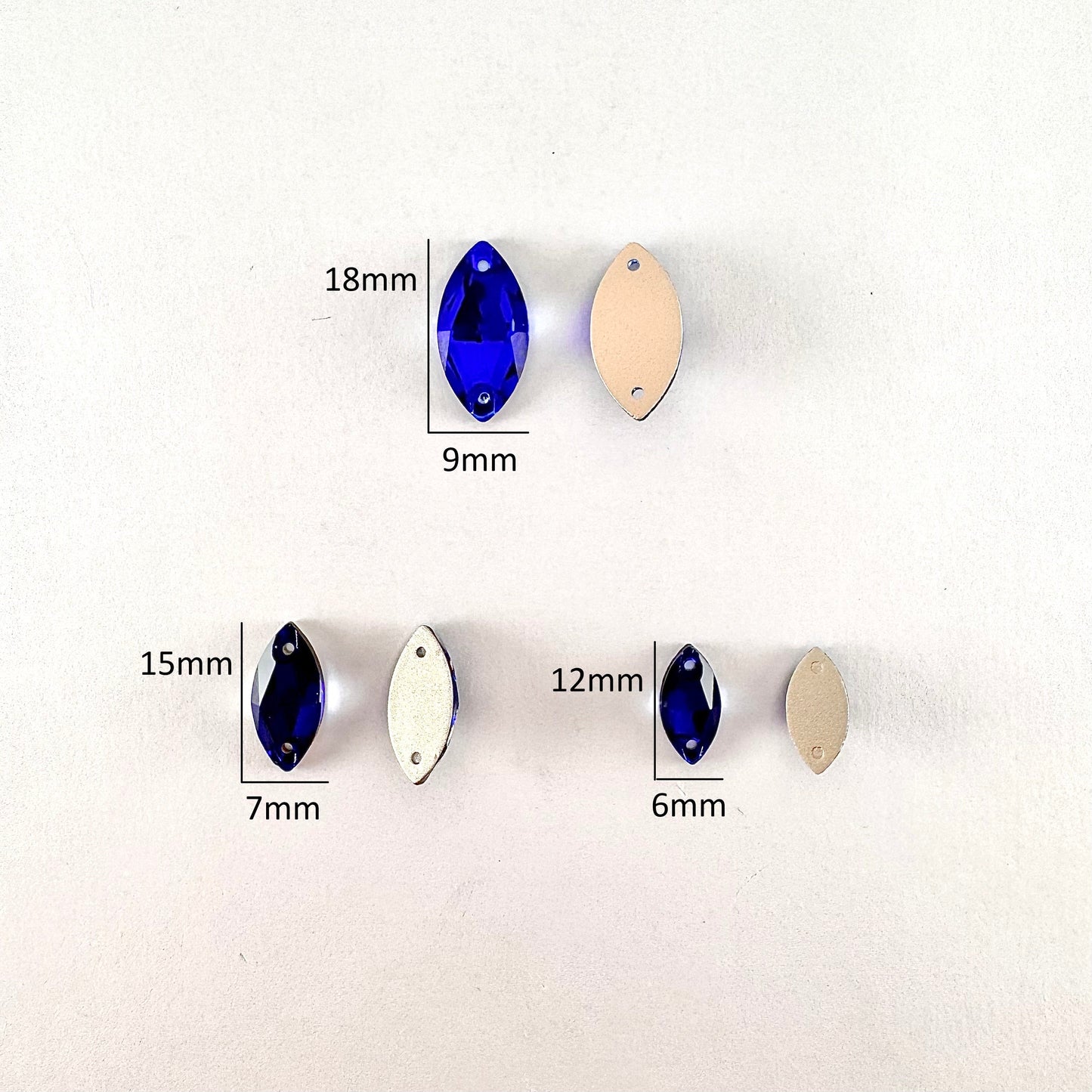 Cobalt Blue Glass Navette