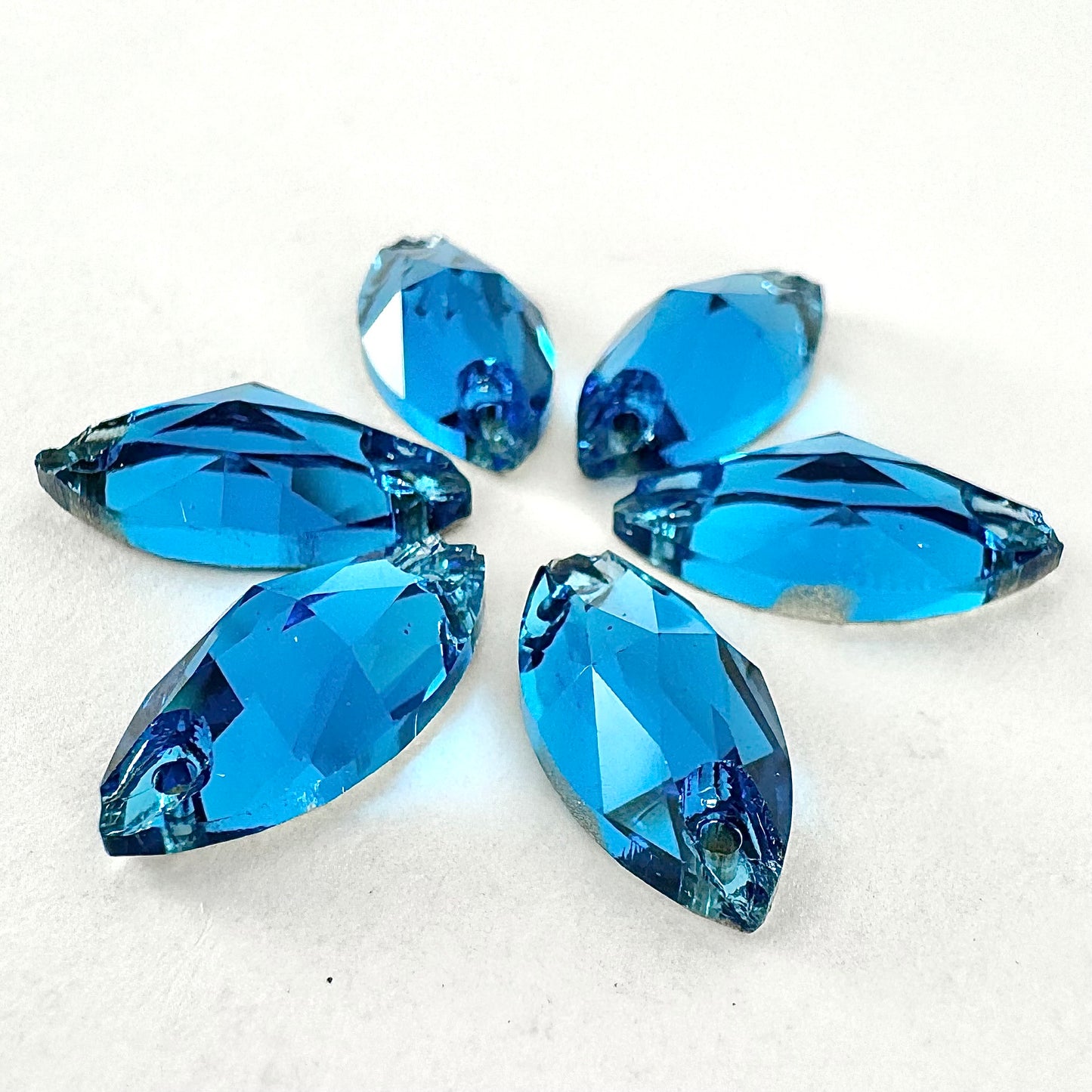 Blue Zircon Glass Navette