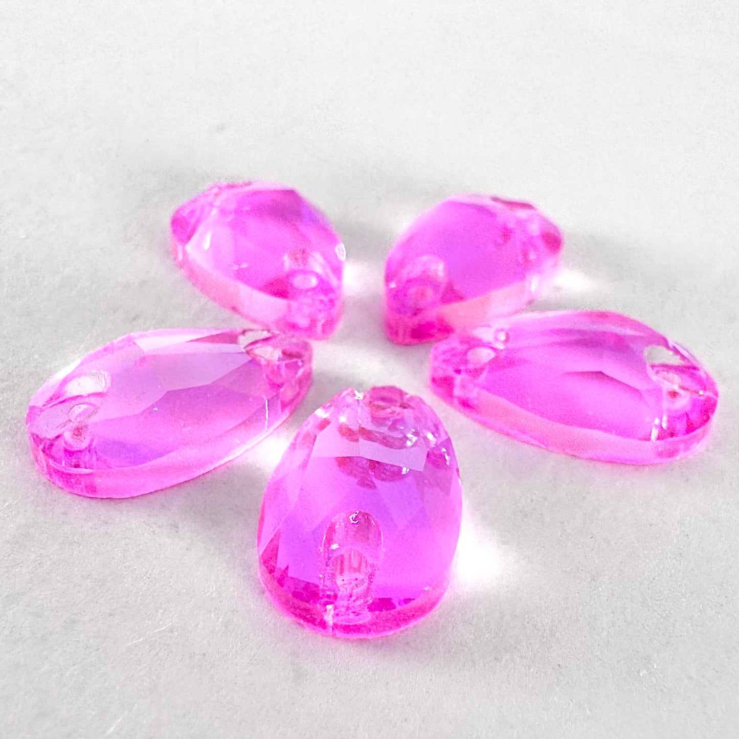 Luminous Neon Rose Glass Teardrop
