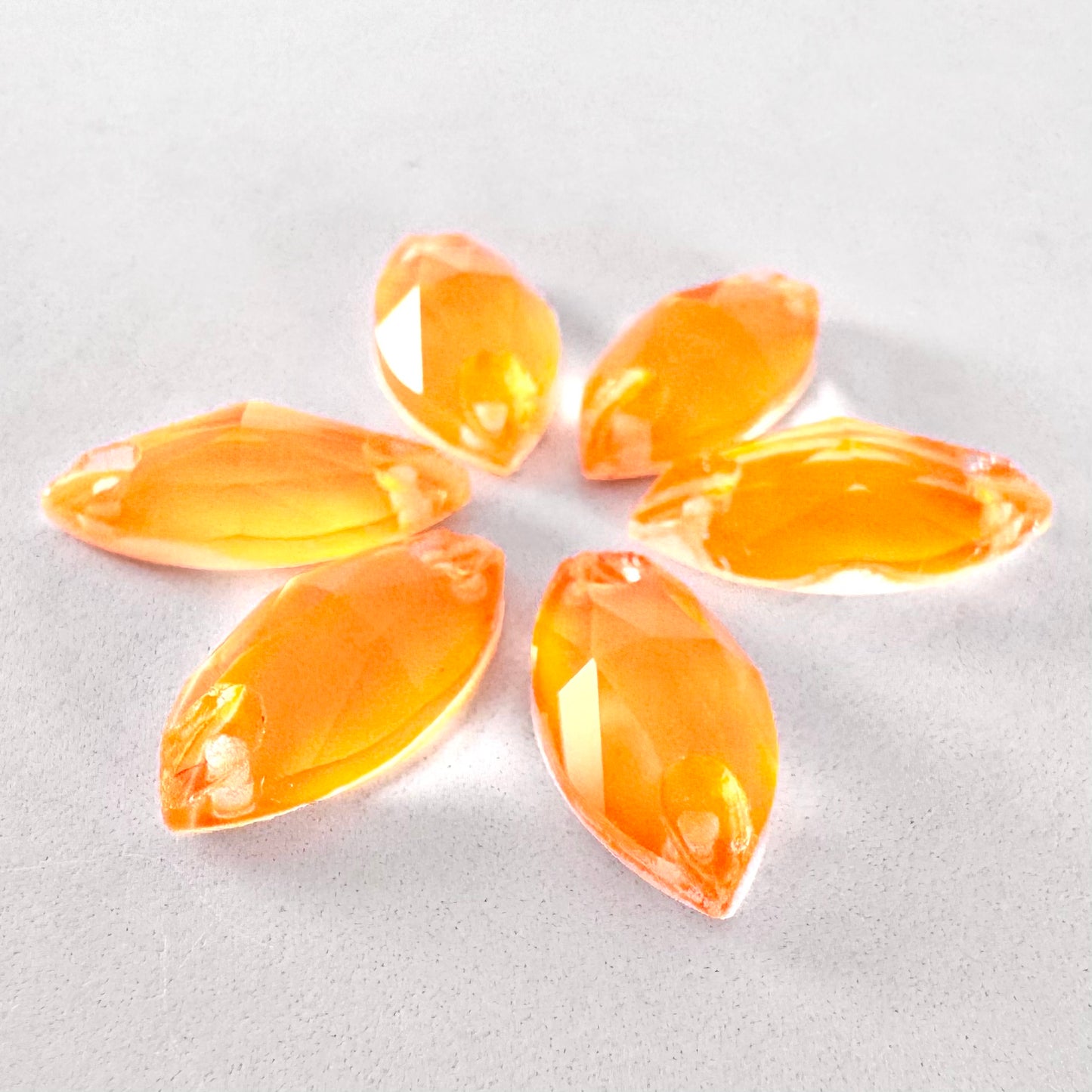 Neon Mandarin Glass Navette