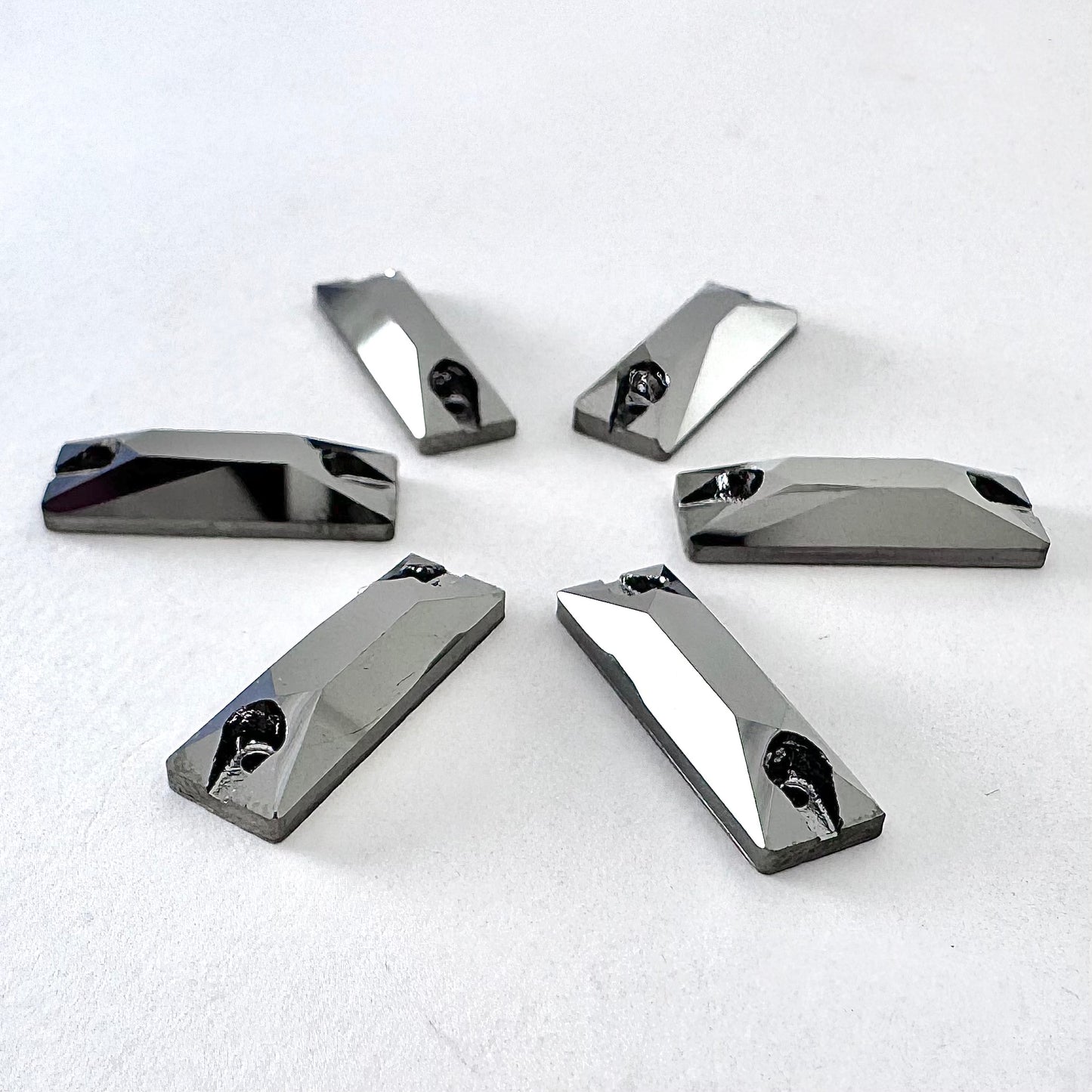 Jet Hematite Glass Baguette
