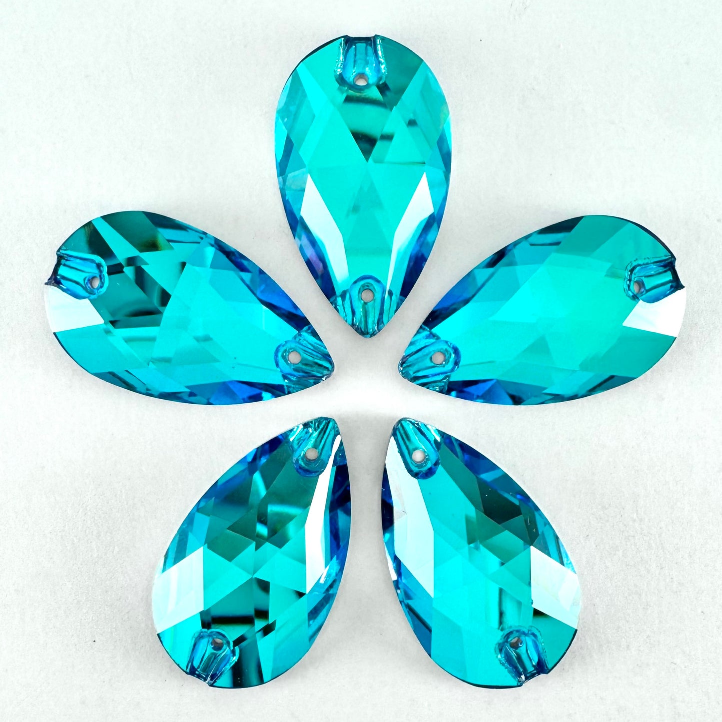 Blue Zircon Heliotrope Glass Teardrop