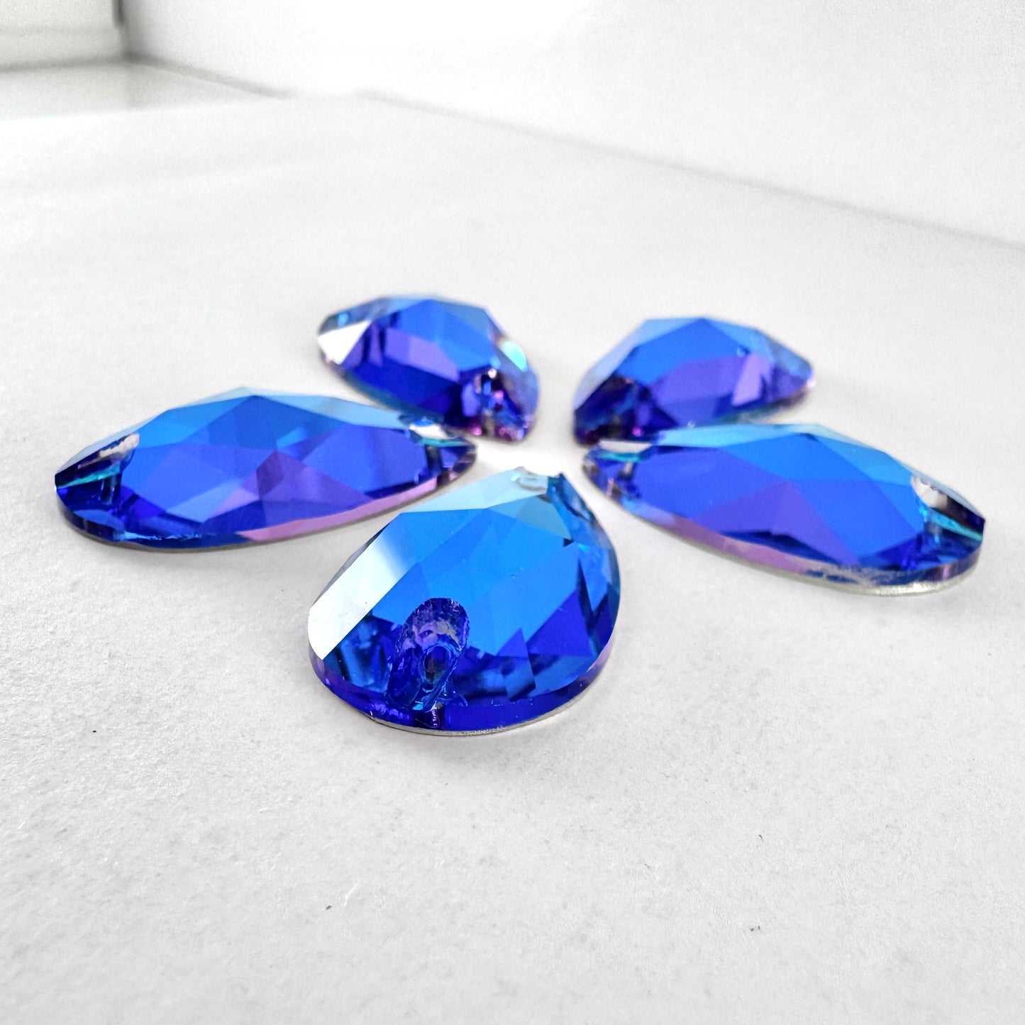 Blue Zircon Heliotrope Glass Teardrop