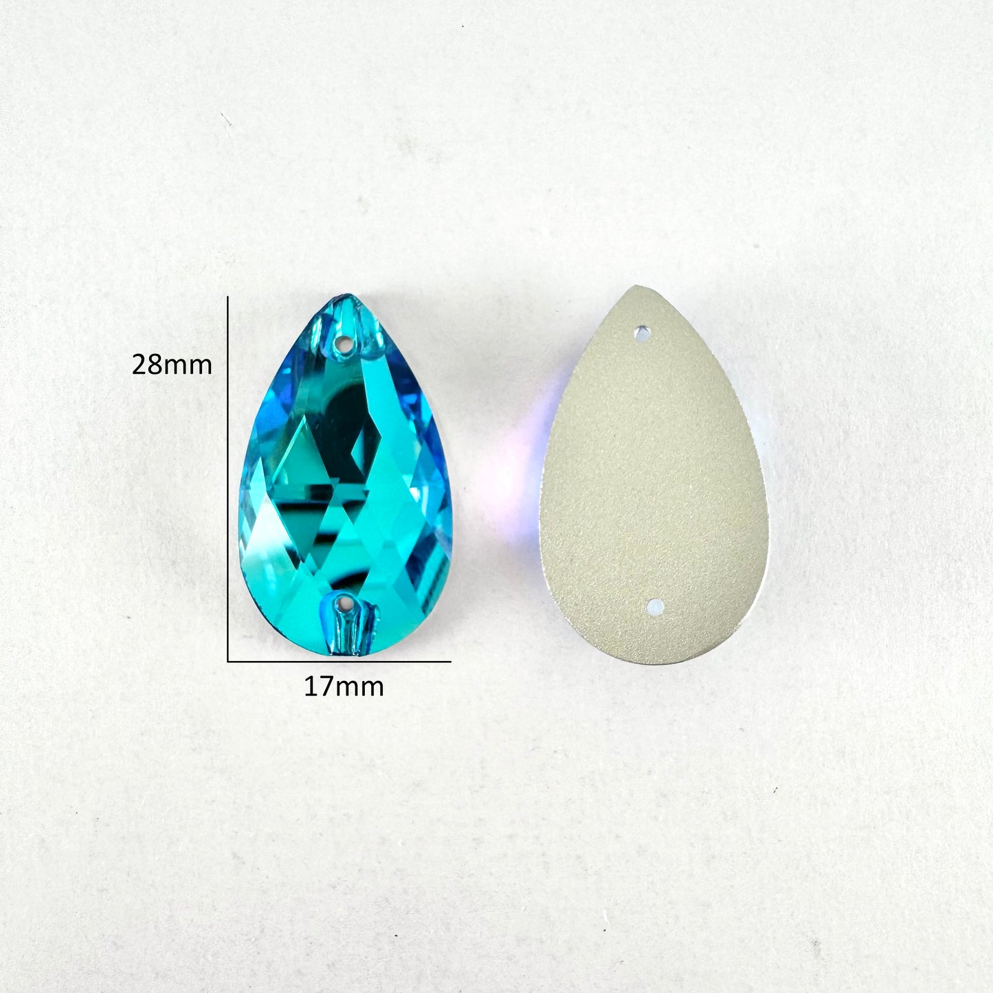 Blue Zircon Heliotrope Glass Teardrop