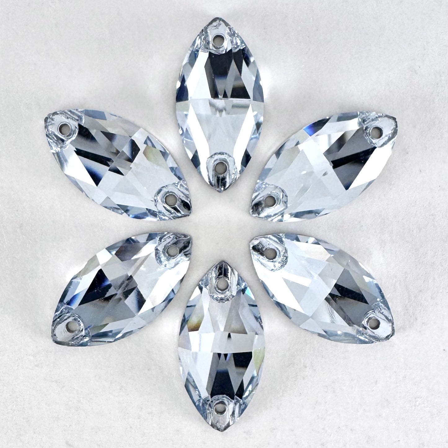 Steel Blue Glass Navette