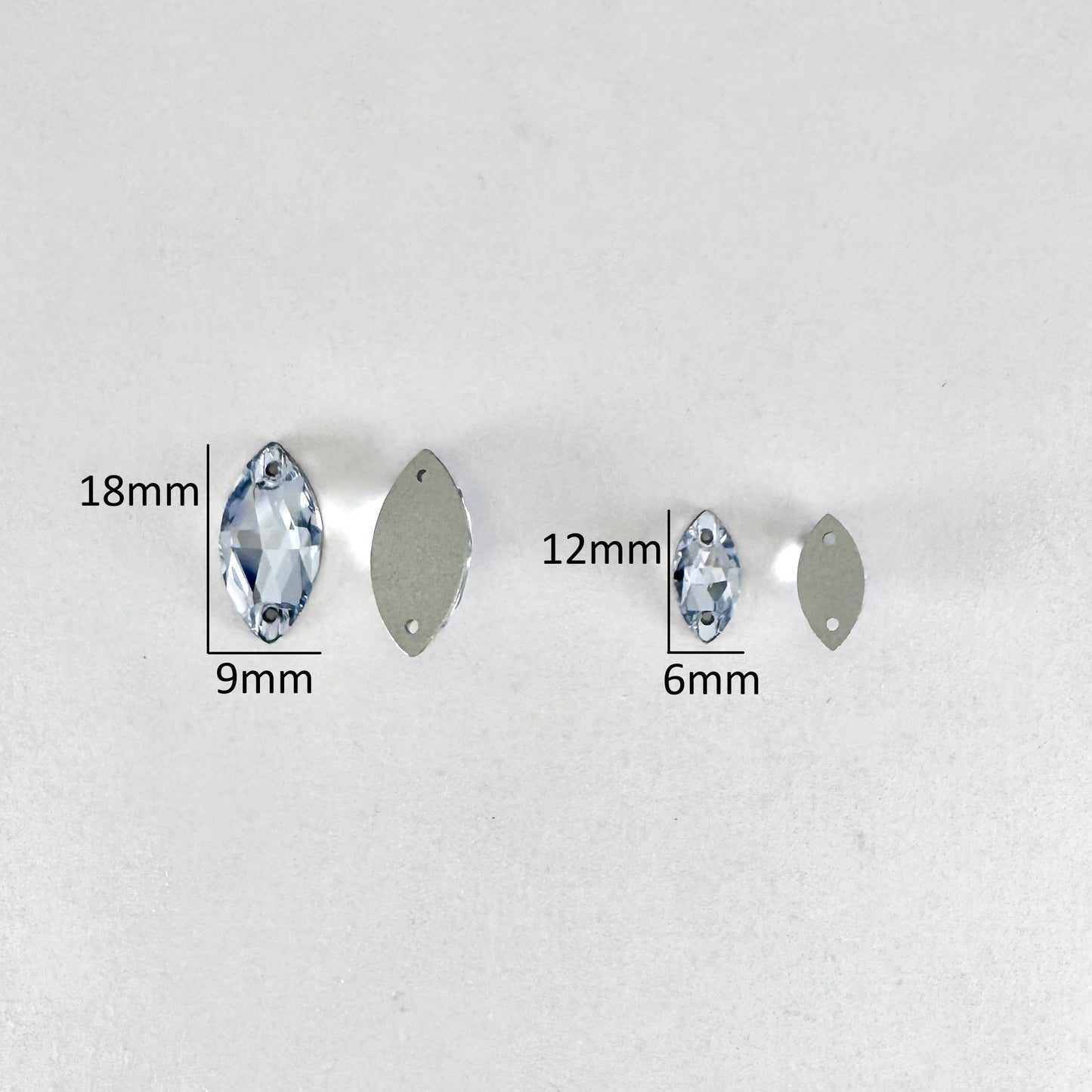 Steel Blue Glass Navette
