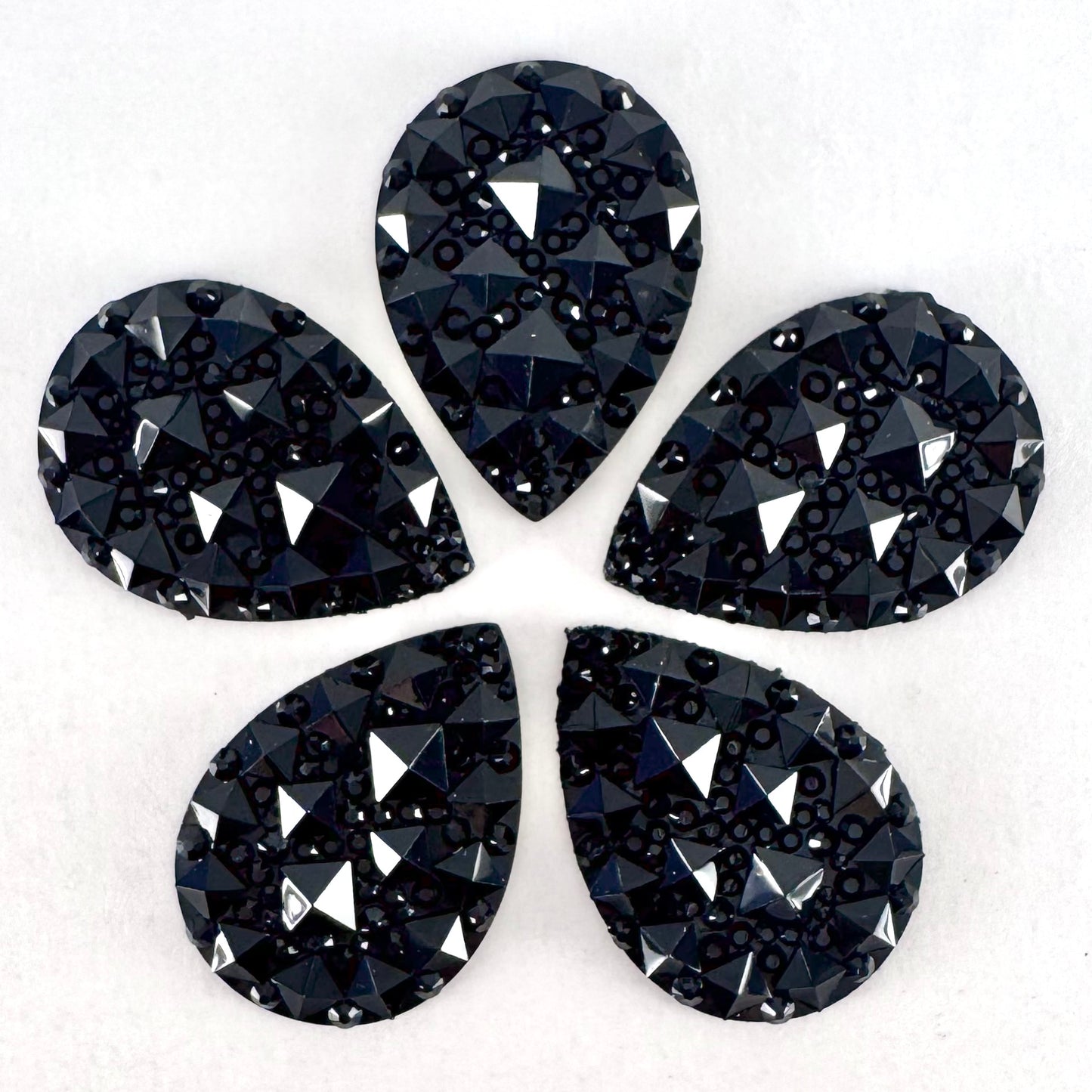 Jet Black Acrylic Textured Teardrop