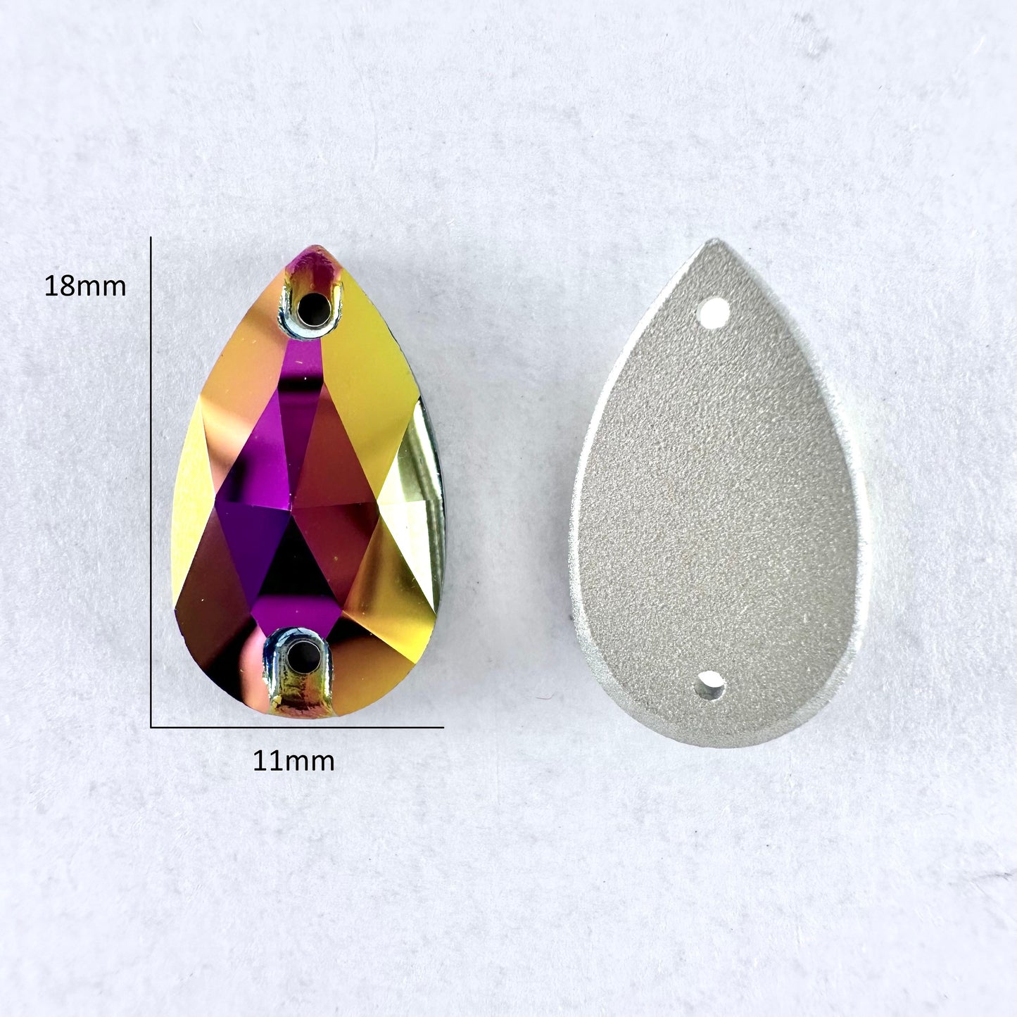 Metallic Rainbow Rose Gold Glass Teardrop