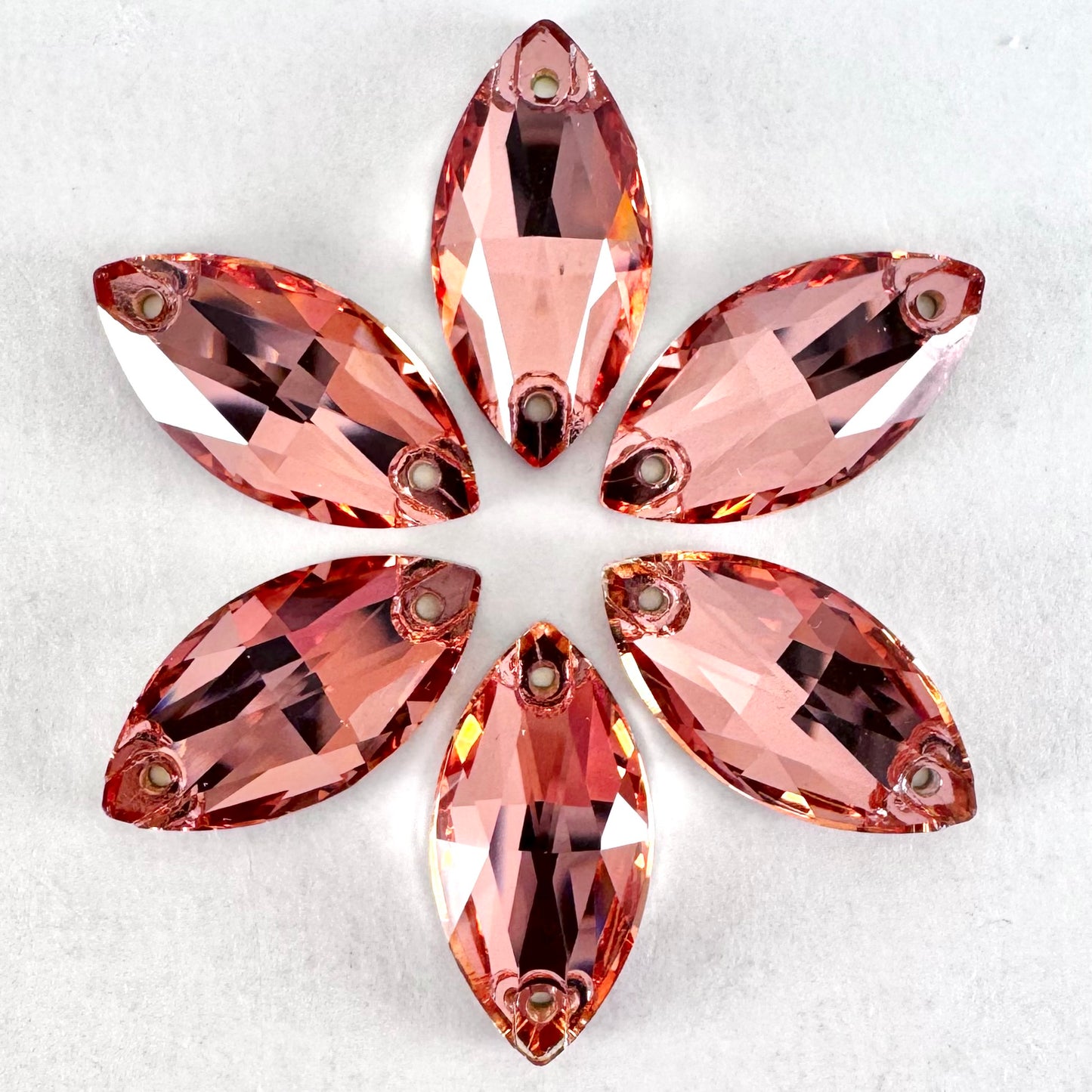 Rose Peach Glass Navette