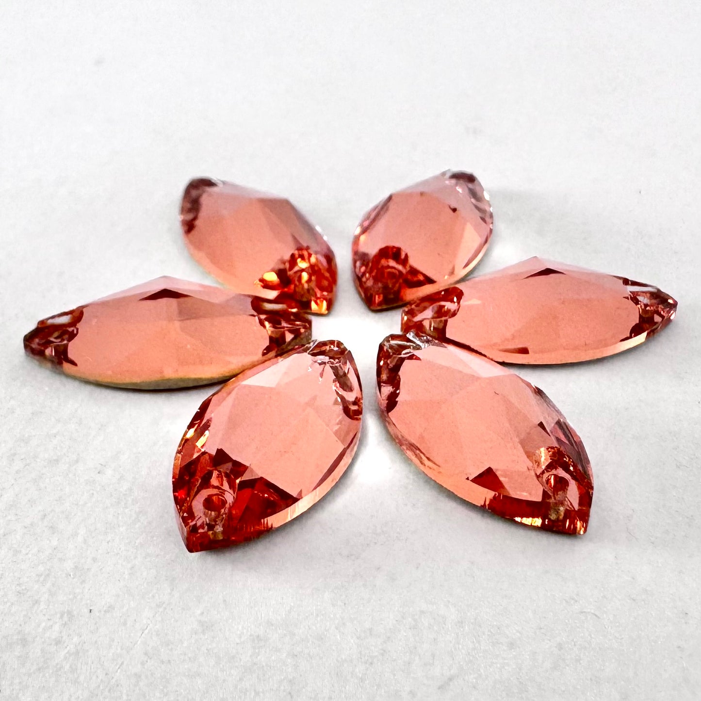 Rose Peach Glass Navette