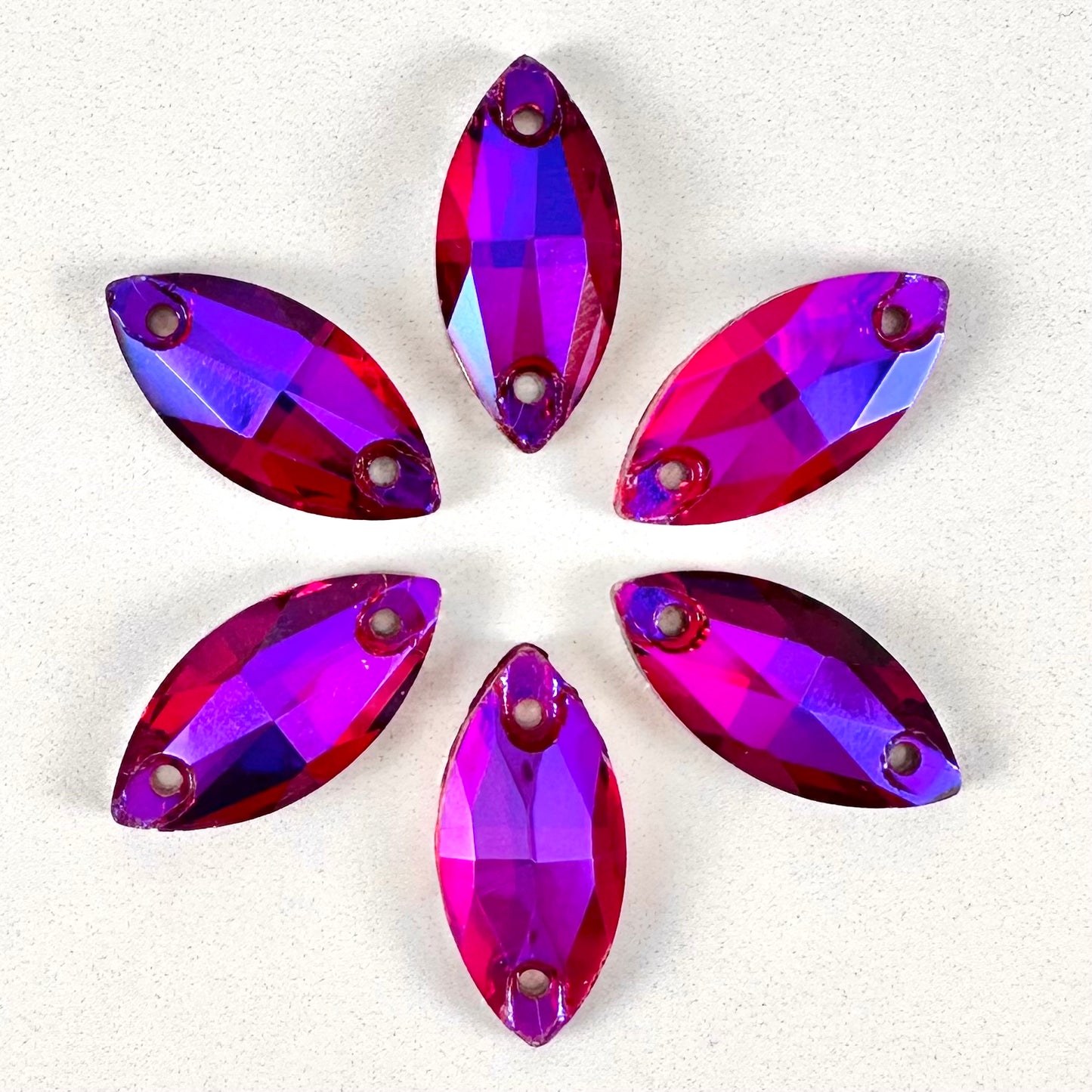 Red AB Glass Navette