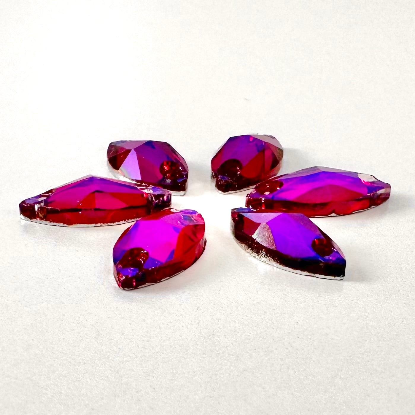 Red AB Glass Navette